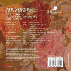 Notre amour, Fauré, Chaminade, Bloch, Tailleferre, Juon, Isabel Gehweiler, violoncelle Fiona Hengartner, piano