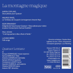 La montagne magique, Stravinsky, Copland, Ravel, Berio, Novak, Quatuor Lontano