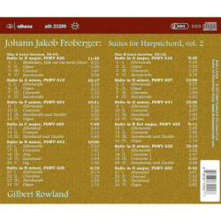 JOHANN JAKOB FROBERGER (1616-1667) Suites pour clavecin, vol.2 / Gilbert Rowland