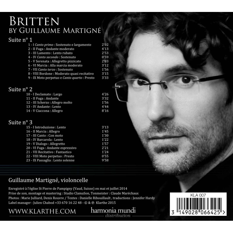 Britten Les 3 suites pour violoncelle seul, Guillaume Martigné