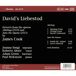 James Cook David’s Liebestod, extraits des opéras « Abishag » et Jane the Quene »